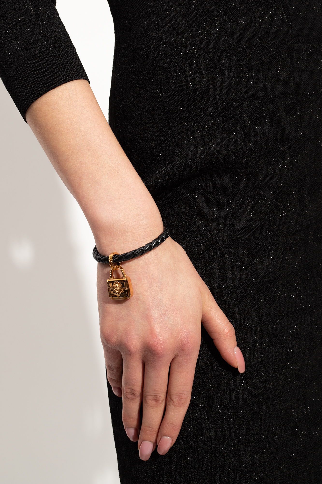 Versace braided deals leather charm bracelet